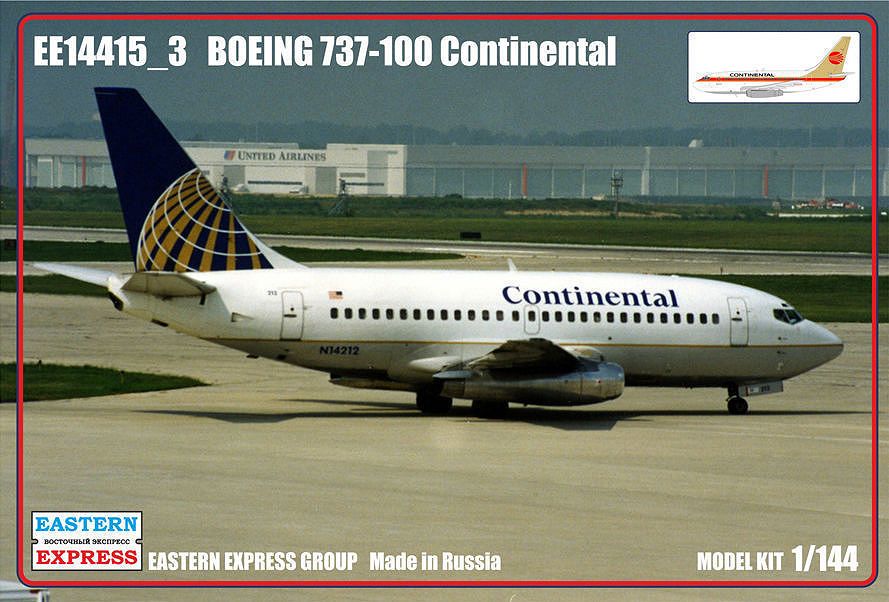 1:144 Сборная модель Авиалайнер Boeing 737-100 (Continental) - 14415-3