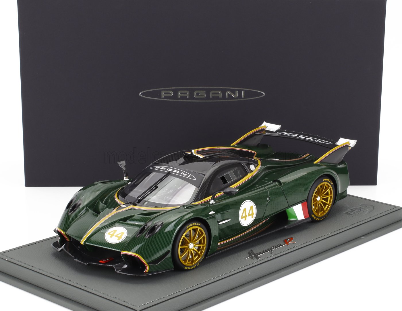 1:18 PAGANI Huayra R №44 Racing (2021) - Con Vetrina - With Showcase, Verde Smeraldo - Green Carbon - P18218G-VET