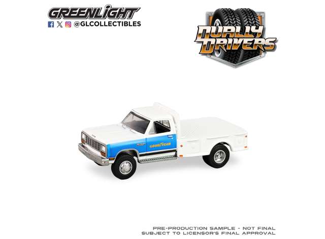 1:64 DODGE RAM W350 Power RAM Dually Flatbed Goodyear, *Dually Drivers Series 17*, white/blue 1981 - 46170B