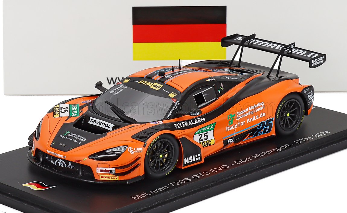 1:43 McLAREN 720s Gt3 Evo 4.0l Twin Turbo V8 Team Door Motorsport №25 Dtm Season (2024) Ben Dorr, Orange Black - SG971