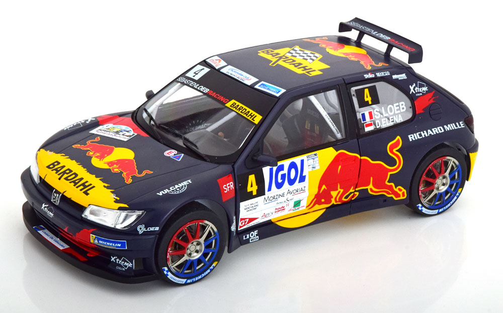 1:18 PEUGEOT 306 Maxi №4 Rally du Mont Blanc, Loeb/Elena (2021), Red Bull - S1808301