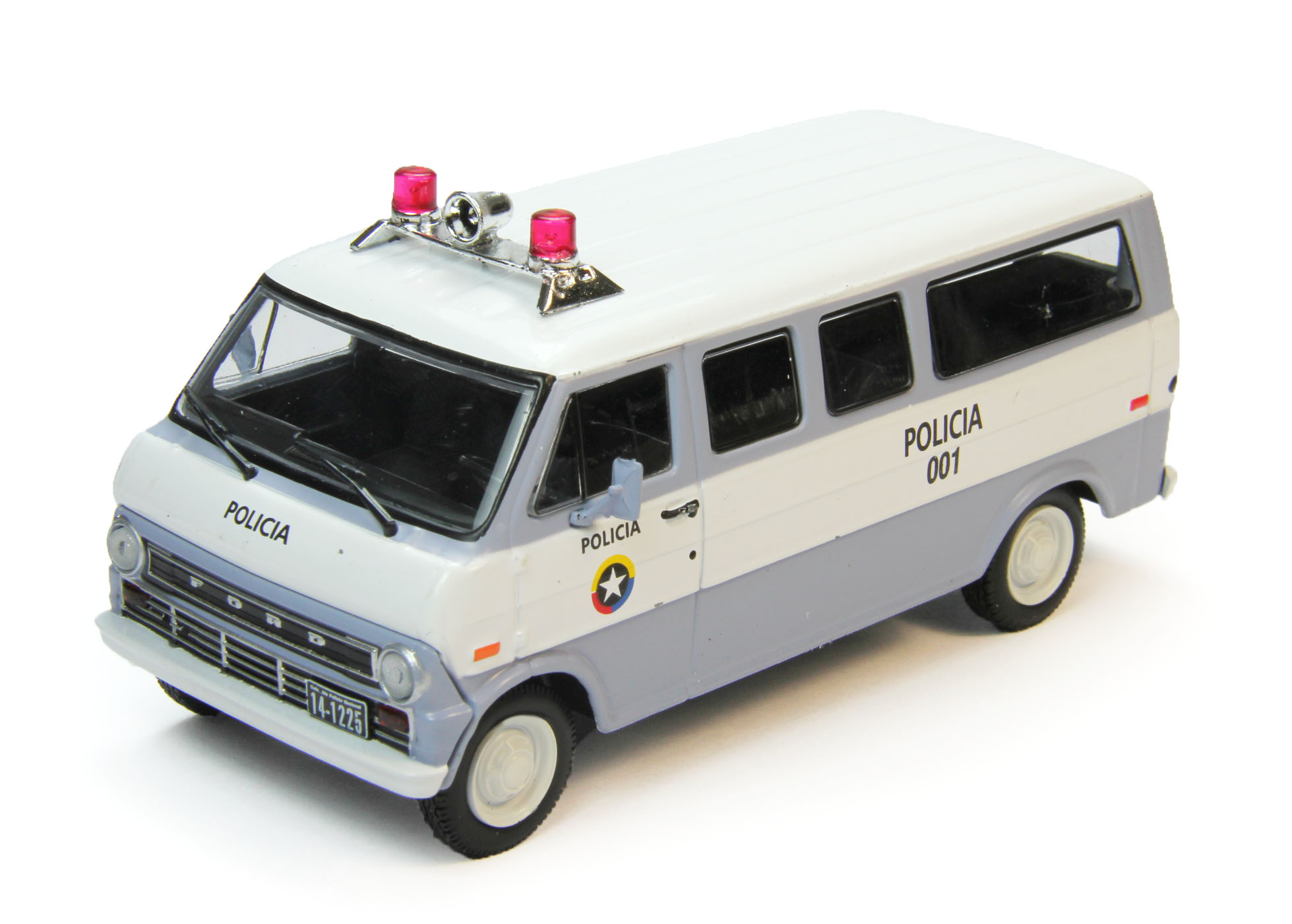 1:43 FORD Econoline Полиция Колумбии, Полицейские Машины Мира 69, бело-голубой - PCW069