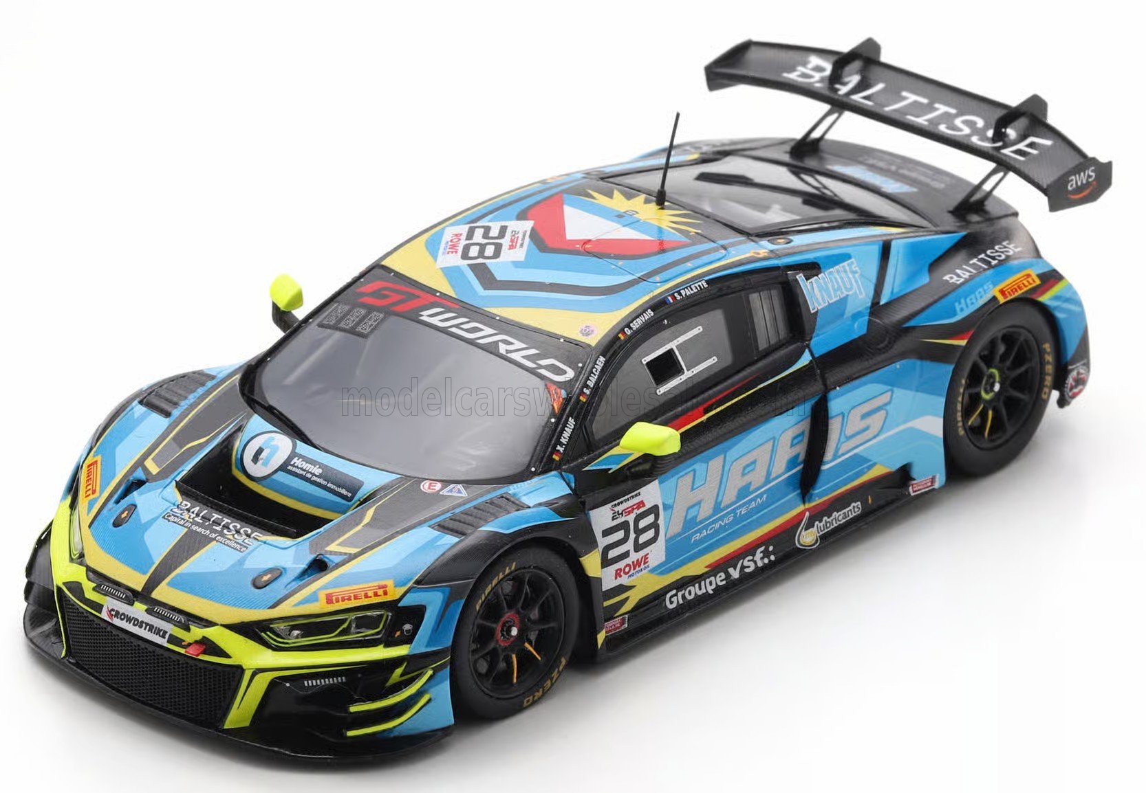 1:43 AUDI R8 Lms Gt3 Evo Ii Team Haas Rt №28 24h Spa Xavier Knauf - Simon Balcaen - Gregory Servais - Steven Palette (2025), Blue Yellow - SB862