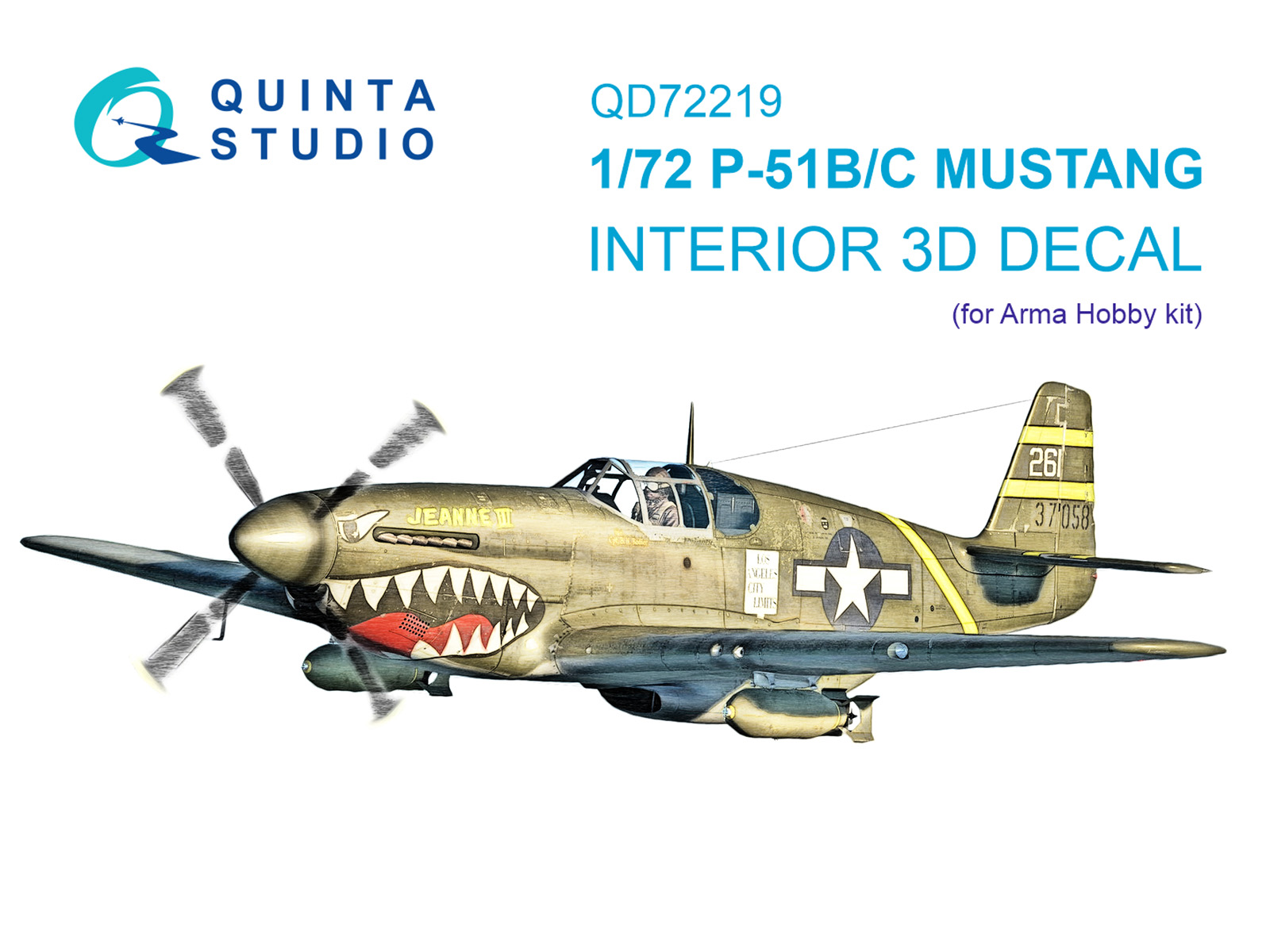 1:72 3D Декаль интерьера кабины P-51B/P-51C Mustang (Arma Hobby) - QD72219