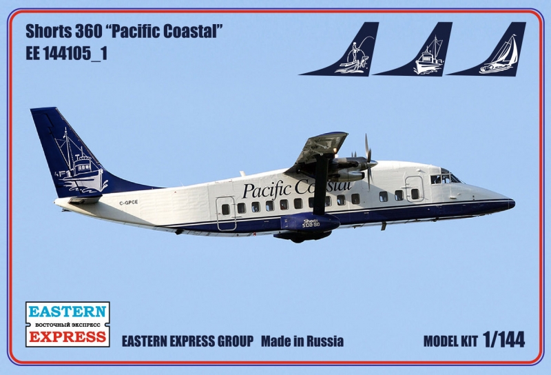 1:144 Сборная модель Пассажирский самолет Short-360 (Pacific Coastal) - 144105-1