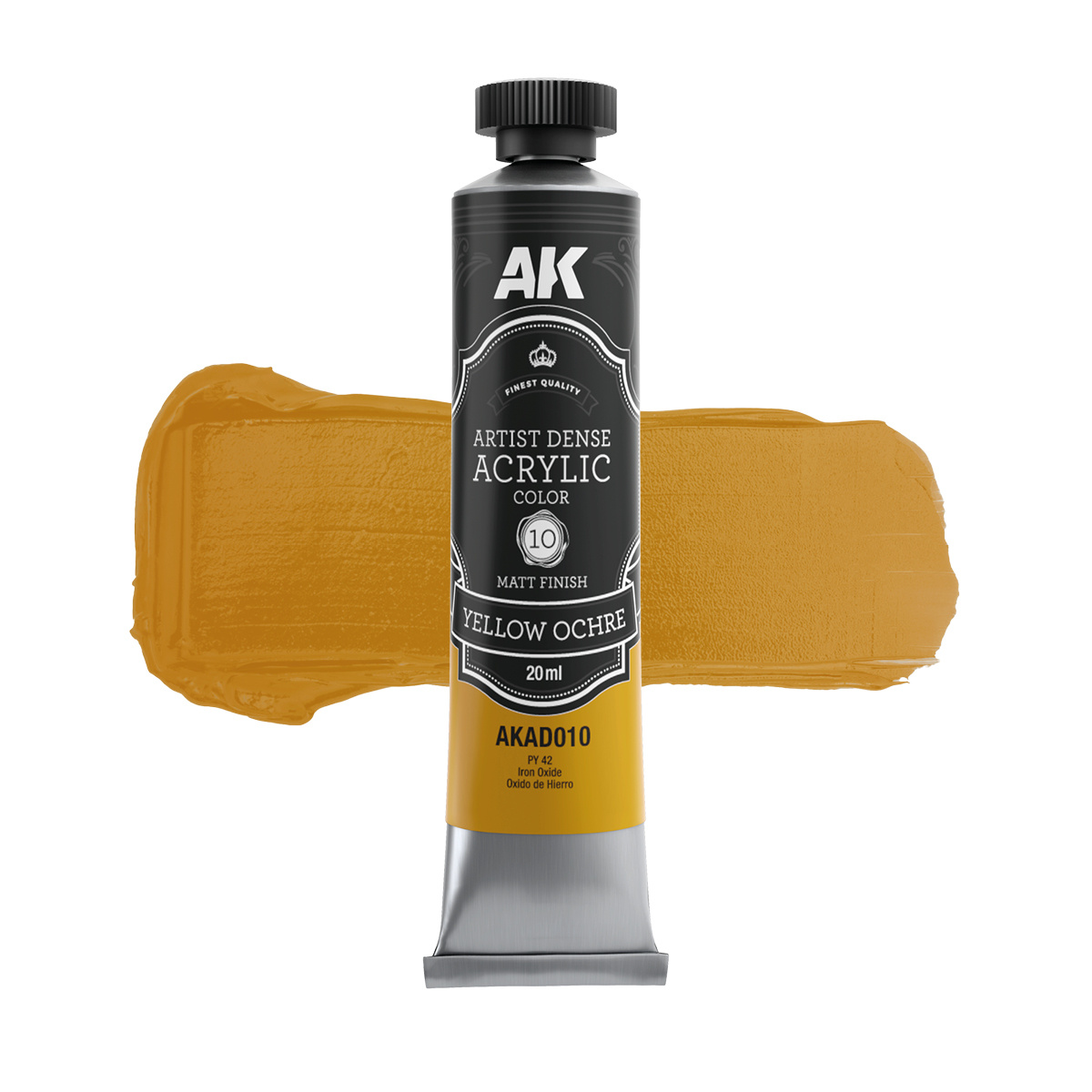Краска акриловая ARTISTIC DENSE в тюбике - Жёлтая охра / YELLOW OCHRE – ARTISTIC DENSE ACRYLIC COLOR, 20 мл - AKAD010