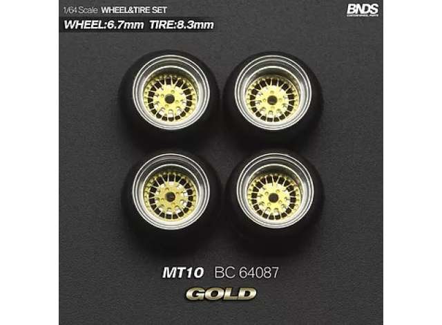 1:64 Alloy Wheel & Rim set, gold/chrome - BC64087