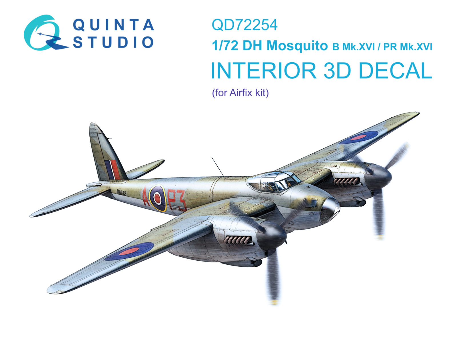 1:72 3D Декаль интерьера кабины DH Mosquito B Mk.XVI/PR.XVI (Airfix) (с 3D-печатными деталями) - QD+72254