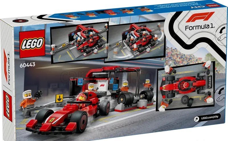 Сборная модель Lego City - F1  Pit-stop & Pit Crew Ferrari (2024) -322 Pcs - 60443
