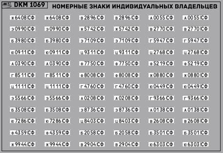 1:43 Декаль Номерные знаки индивидуальных владельцев Свердловская область (100х65) - DKM1069