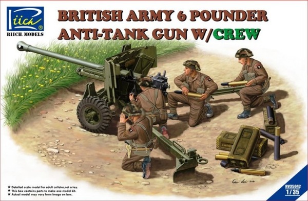 1:35 Сборная модель British Army 6 Pounder Infantry Anti-tank Gun with Crew (4 Figures) - RV35042