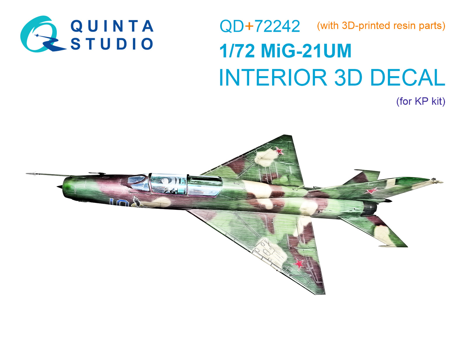 1:72 3D Декаль интерьера кабины МиГ-21УМ (KP) (с 3D-печатными деталями) - QD+72242
