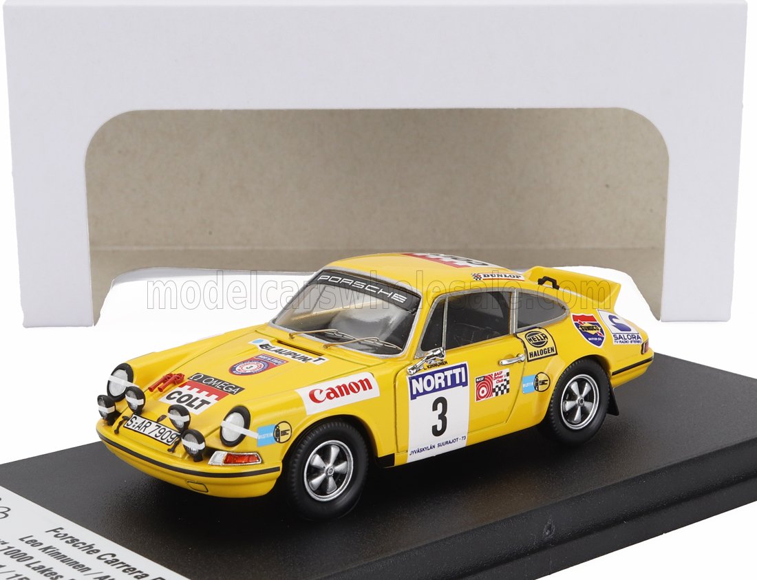 1:43 PORSCHE 911 Carrera Rs (night Version) №3 3rd Rally 1000 Lakes (1973) Leo Kinnunen - Atso Aho, Yellow - TRFDSN200