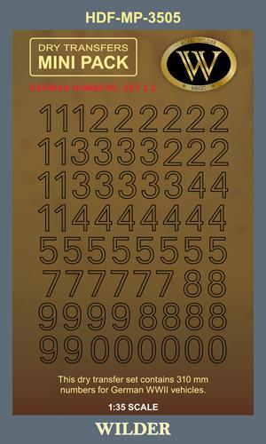 1:35 Декаль сухая Немецкие номера для наземной техники. Сет 2.2 Контурные, чёрные - HDF-MP-3505