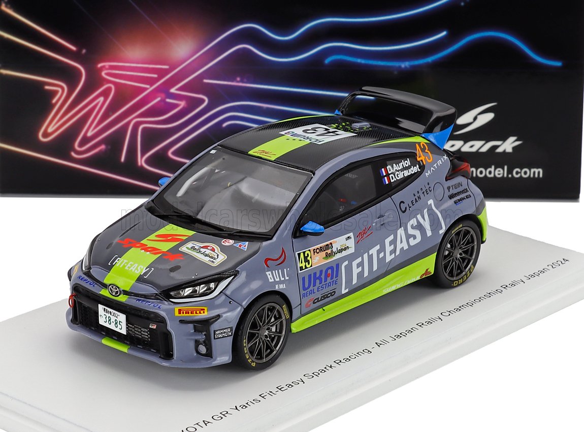1:43 TOYOTA Yaris Gr Team Fit-easy Spark Racing №43 Rally Japan (2024) Didier Auriol - Denis Giraudet, Blue Green Black - S6887