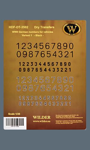 1:35 Сухая декаль WWII German numbers for vehicles. Variant 1- Black - HDF-DT-3502