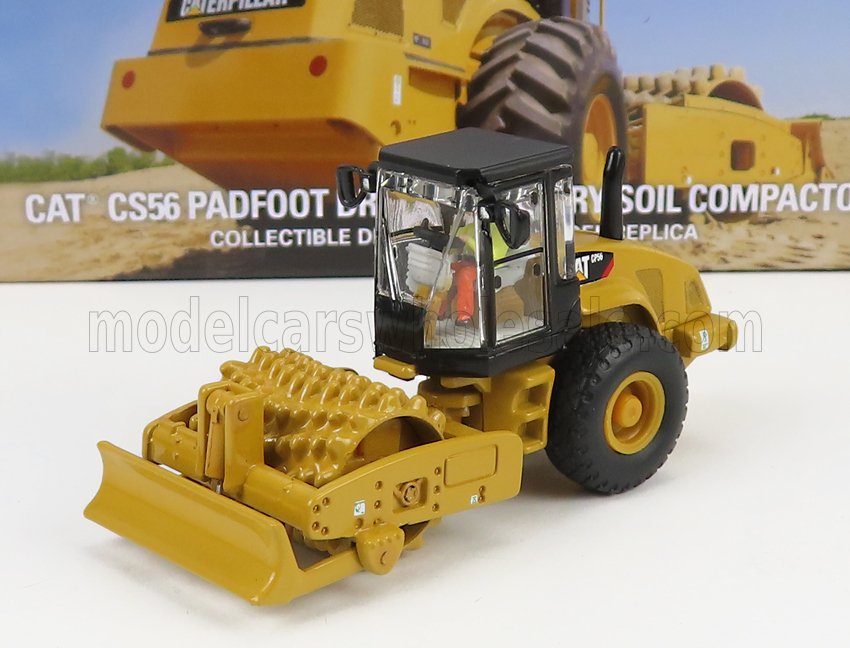 1:87 CATERPILLAR Catcs56 Rullo Vibrante Monotamburo - Schiacciasassi - Stone Crusher Roll - Padfoot Drum Vibratory Soil Compactor, Yellow Black - 85247