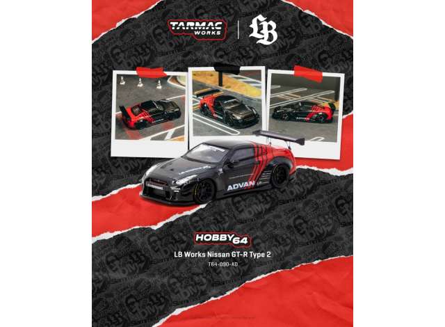 1:64 Nissan GT-R (R35) LB Works Type 2 *ADVAN*, black/red 2026 - T64-090-AD