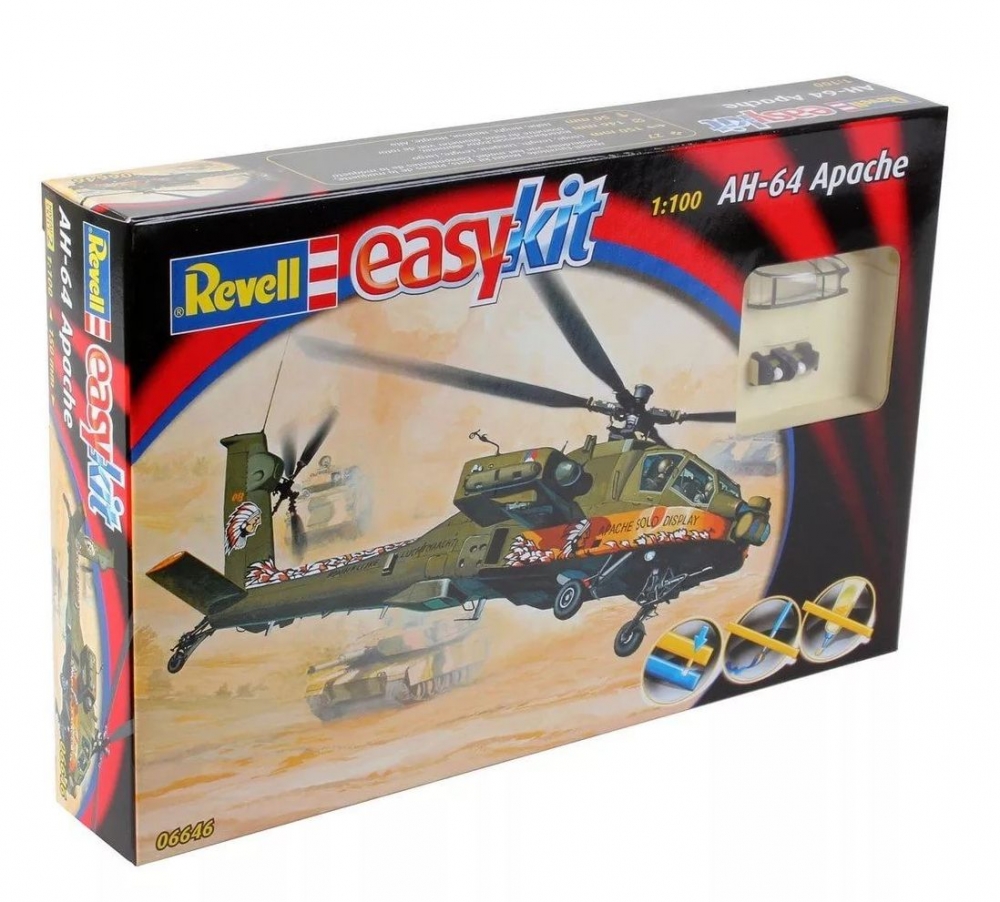 1:100 Сборная модель Американский вертолет AH-64 APACHE 'easykit' (сборка без клея) - 06646