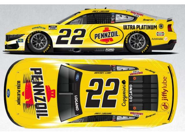 1:64 Ford Mustang #22 Joey Logano *Pennzoil*, yellow 2025 - C222565PENJL