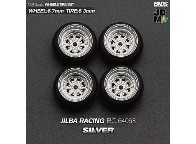 1:64 Jilba Racing Alloy Wheel & Rim set, silver/chrome - BC64068
