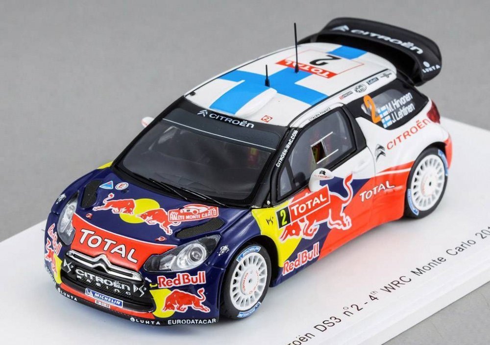 1:43 CITROEN DS3 WRC №2 4th Rally Monte-Carlo (Mikko Hirvonen - Jere Lehtinen) 2012, red - S3327
