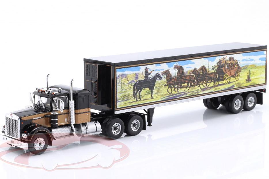 1:43 KENWORTH W925 тягач с прицепом, черный / золотисто-коричневый с декором - W83431001