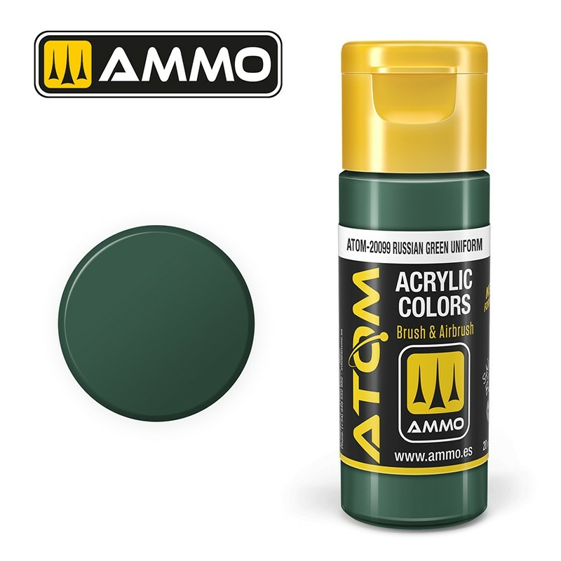 Краска акриловая ATOM COLOR Русская зеленая униформа / Russian Green Uniform, 20мл - ATOM20099