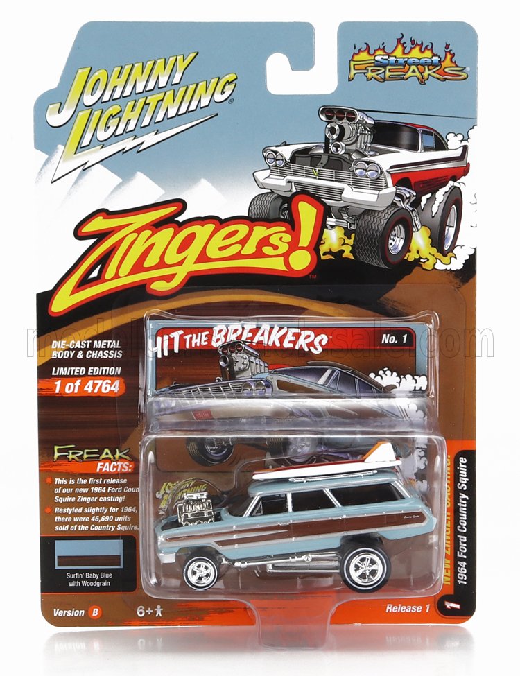 1:64 FORD Country Squire Sw Station Wagon Zingers Custom (1964), Light Blue Wood - JLSP293B-JLSF025
