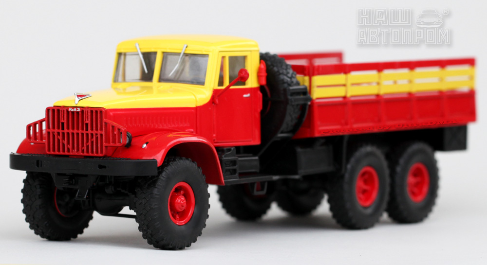 1:43 КРАЗ 214Б бортовой Аварийный (1963-1967), красный с желтым - H7630