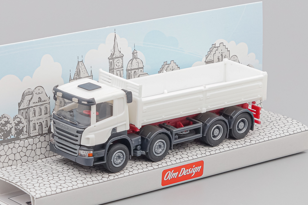 1:87 SCANIA P 8х4 самосвал с алюминиевыми бортами, белый - OLM341