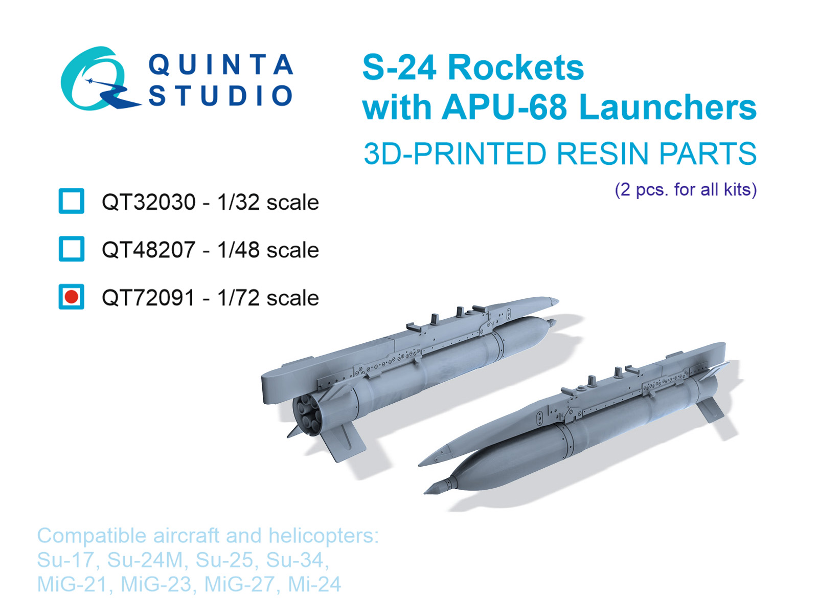 1:72 Неуправляемые Ракеты С-24 с АПУ-68, 2 шт. (для всех моделей) - QT72091