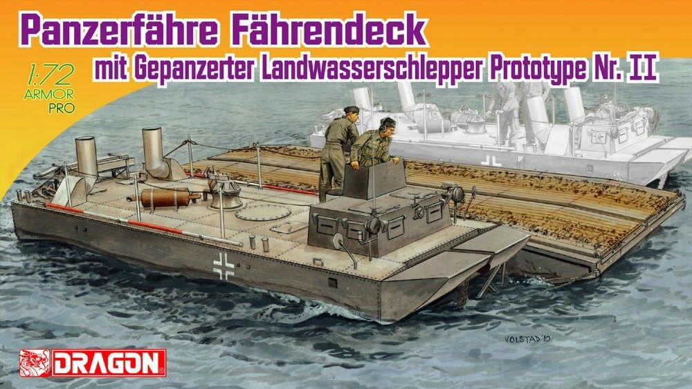 1:72 Сборная модель Panzerfähre Fährendeck mit Gepanzerter Landwasserschlepper PrototypeNr. II - 7509