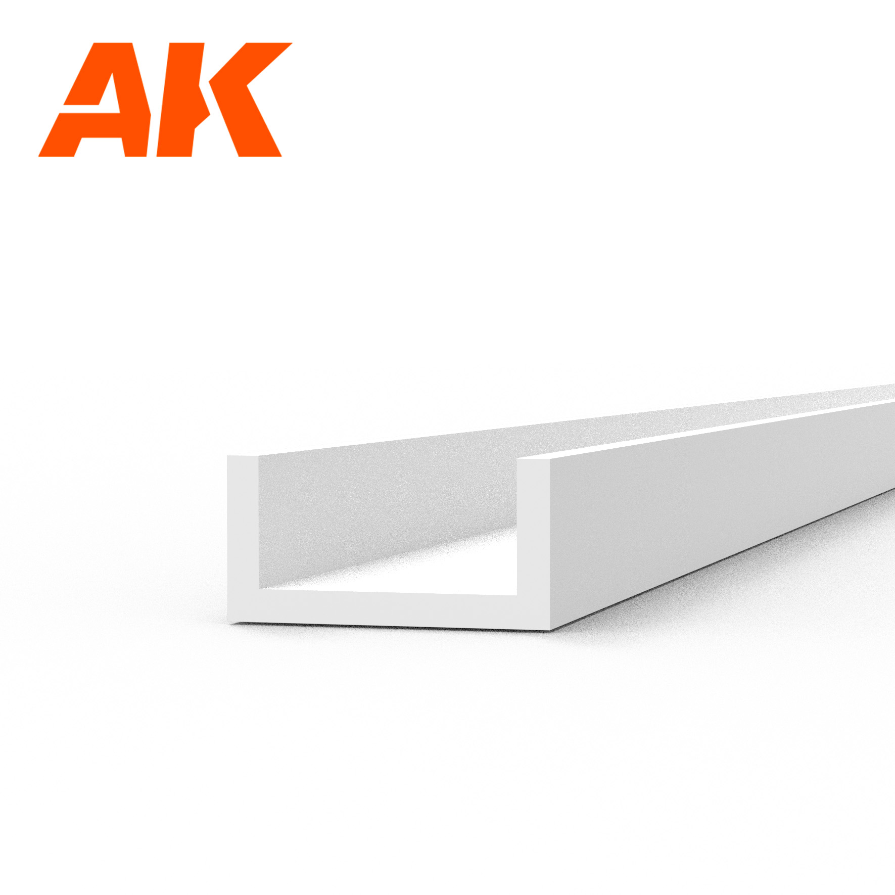 Непрозрачный белый полистироловый канал(3.0 width x 350mm) / U Channel STYRENE STRIP - AK6555