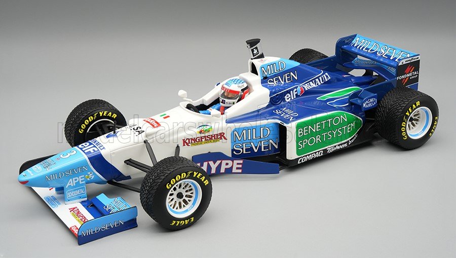 1:18 RENAULT F1 B196 Team Renault Mild Seven №3 Brazilian GP Rain Tires (with pilot figure) Jean Alesi (1996) - TMD18-423A