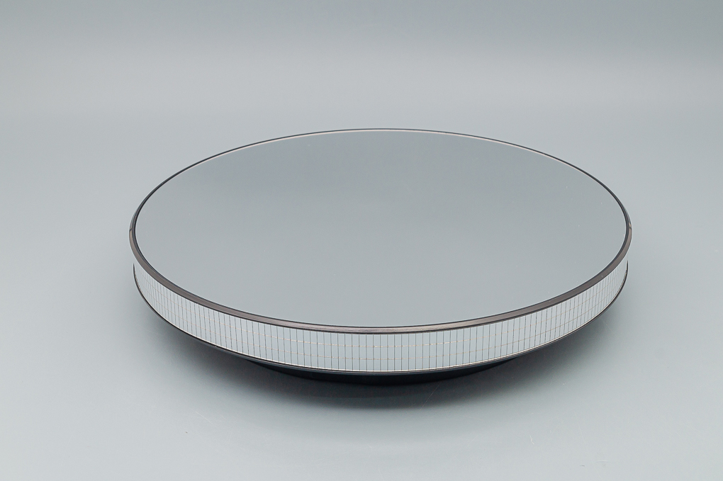 1:18 ACCESSORIES Rotary Base Stand Medium Largh.cm 24.5 For 1/24 And 1/18 Scale - With Mirror Surface - Funzionante A Batteria + Cavo Usb, Black - Mirror - T9-1811010