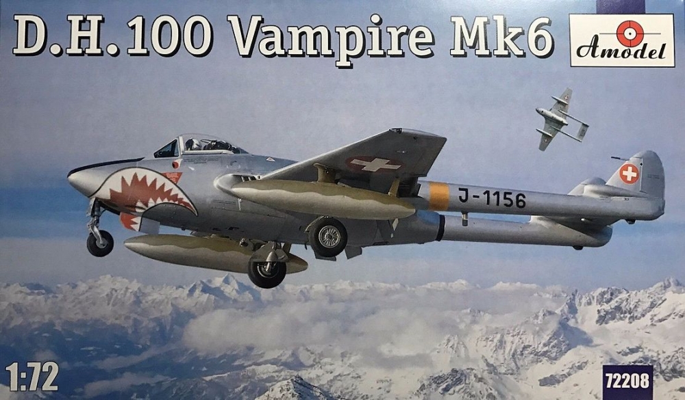 1:72 Сборная модель Британский самолет De Havilland DH.100 Vampire Mk6 - 72208