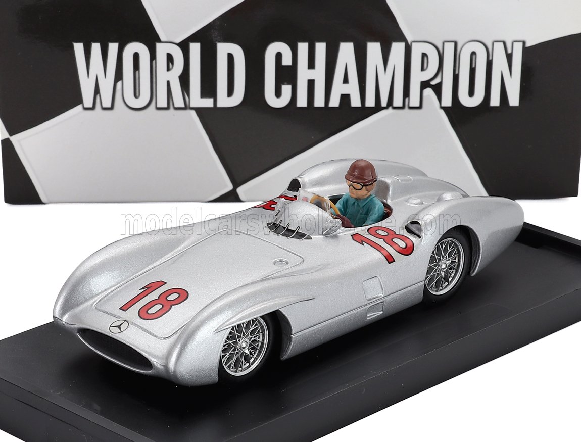 1:43 MERCEDES-BENZ F1 W196c №18 World Champion Season (1954) Juan Manuel Fangio - With Driver Figure, Silver - R280-CH-UPD-2025