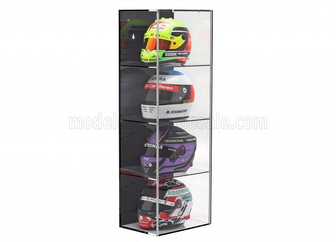 1:2 VETRINA DISPLAY BOX Hight Quality Showcase For Up To 4 Helmets 1/2 Lungh.length Cm 21 X Largh.width Cm 15.5 X Alt.height Cm 60.5, Black Backside - CK99918010