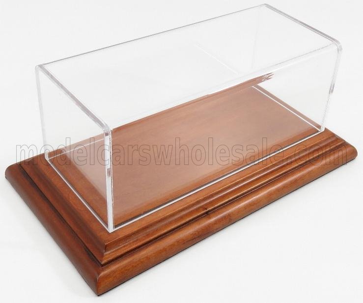 1:43 VETRINA DISPLAY BOX Aichi Base In Legno - Wood Cherry Base - Lungh.lenght Cm 17 X Largh.width Cm 8 X Alt.height Cm 7 (altezza Interna 6.2 Cm ), Plastic Display - ATL10052