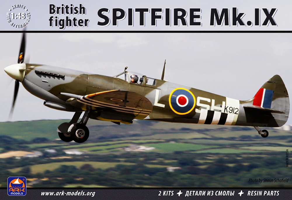 1:48 Сборная модель Британский истребитель Supermarine Spitfire MK.IX (комбо + детали из смолы) - 48008