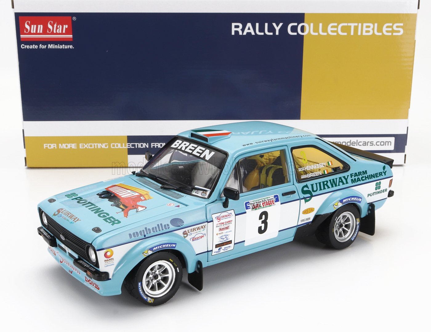 1:18 FORD Escort Mkii Rs 1800 №3 Winner Rally West Wales Spares Jaffa Stages (2015) Craig Breen - Vivpot Hennessey, Light Blue White - 4859R