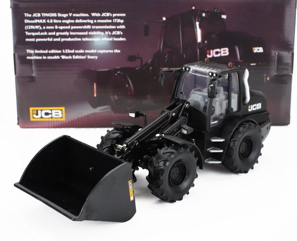 1:32 JCB Tm420s Ruspa Gommata Black Edition - Tractor Scraper, Black - 43387
