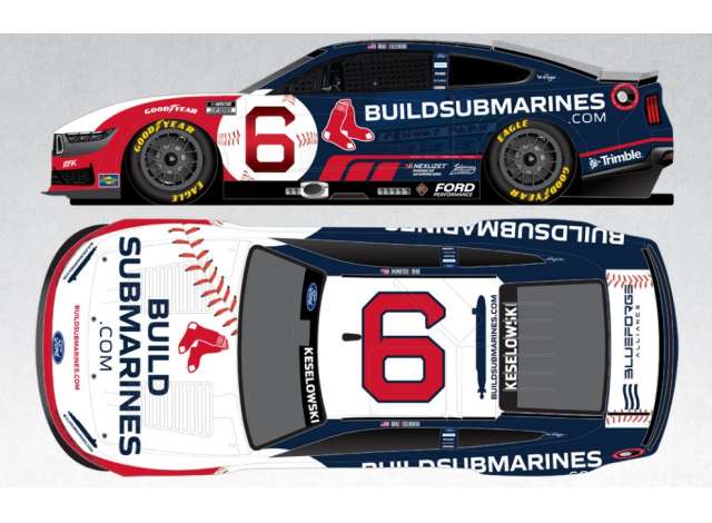 1:64 Ford Mustang #6 Brad Keselowski *BuildSubmarines.com/Red Sox* white/red/blue 2025 - CX62561SOXBW