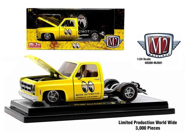 1:24 GMC Sierra Grande 15 Custom *Mooneyes* (1976), yellow/black - 40100MJS01