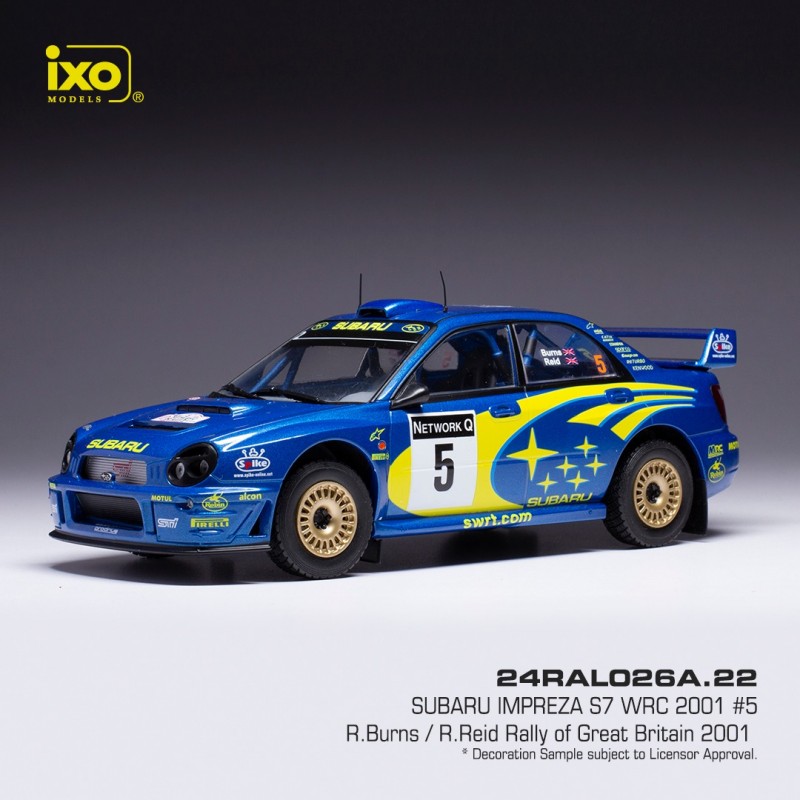 1:24 SUBARU Impreza S7 Wrc '01 N5 3rd Rally Great Britain (2001) R.Burns - R.Reid, Blue Yellow - 24RAL026A