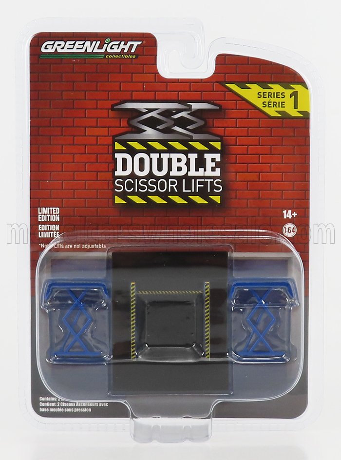 1:64 ACCESSORIES GARAGE SET OFFICINA - PONTE SOLLEVATORE AUTO - TWO POST LIFT, BLUE - 16160A