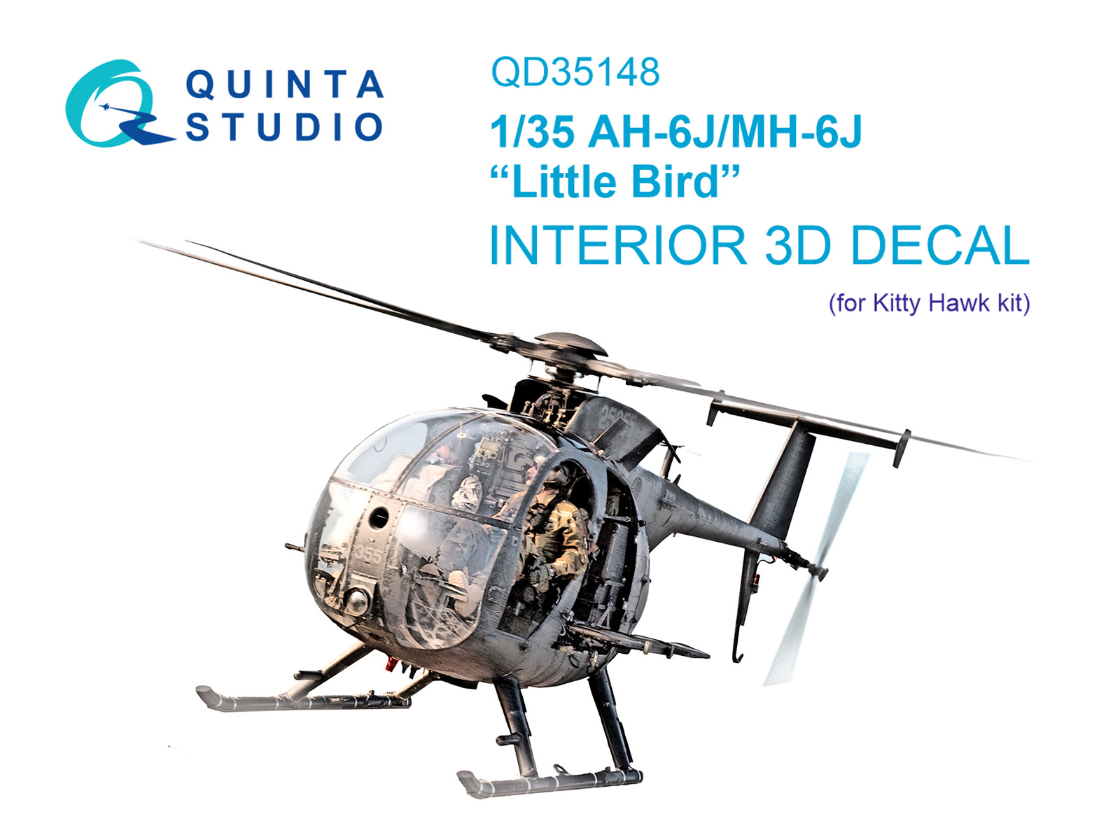 1:35 3D Декаль интерьера кабины AH-6J/MH-6J (Kitty Hawk) - QD35148