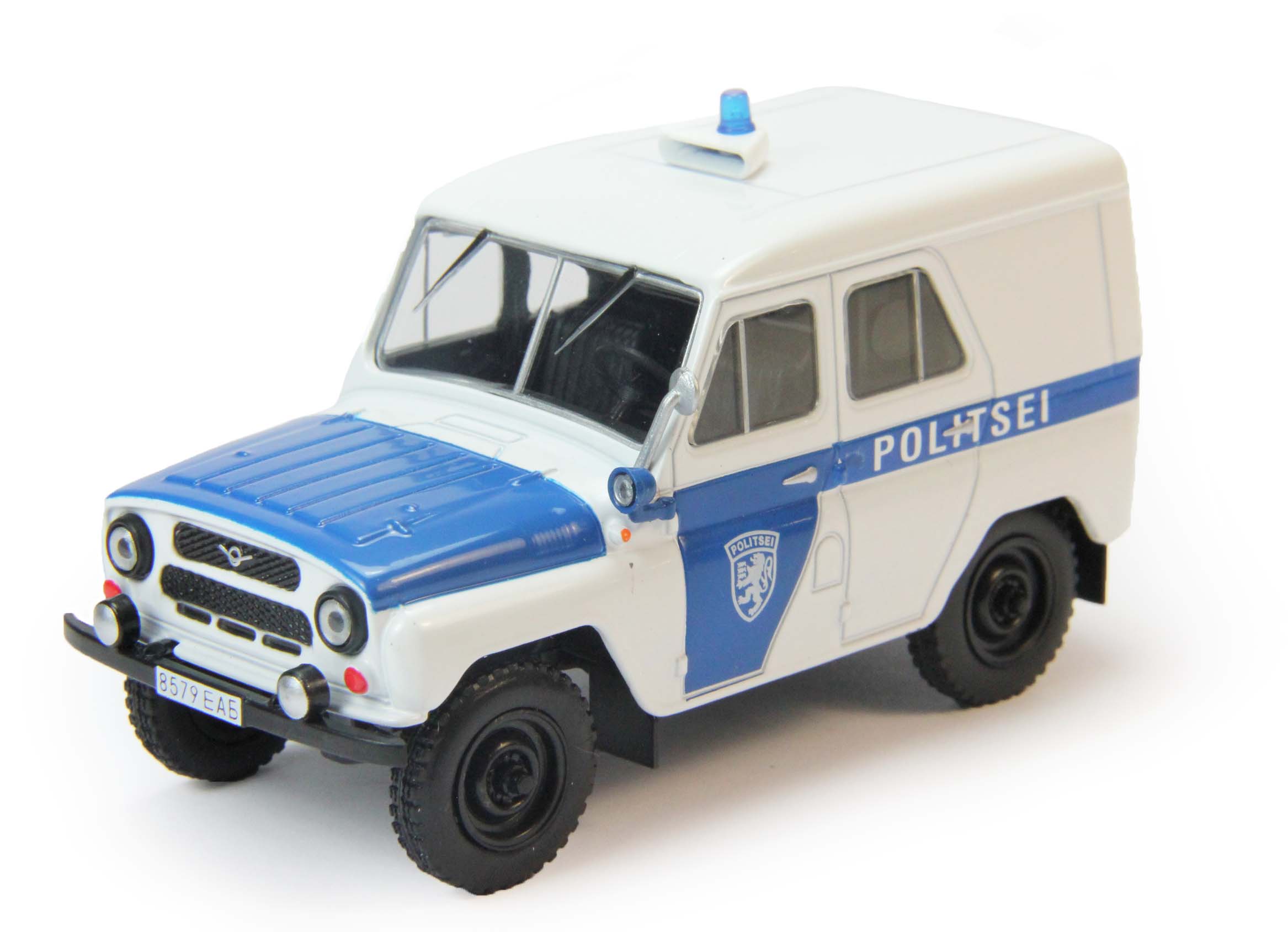 1:43 УАЗ 469 Полиция Эстонии, Полицейские Машины Мира 74, бело-голубой - PCW074