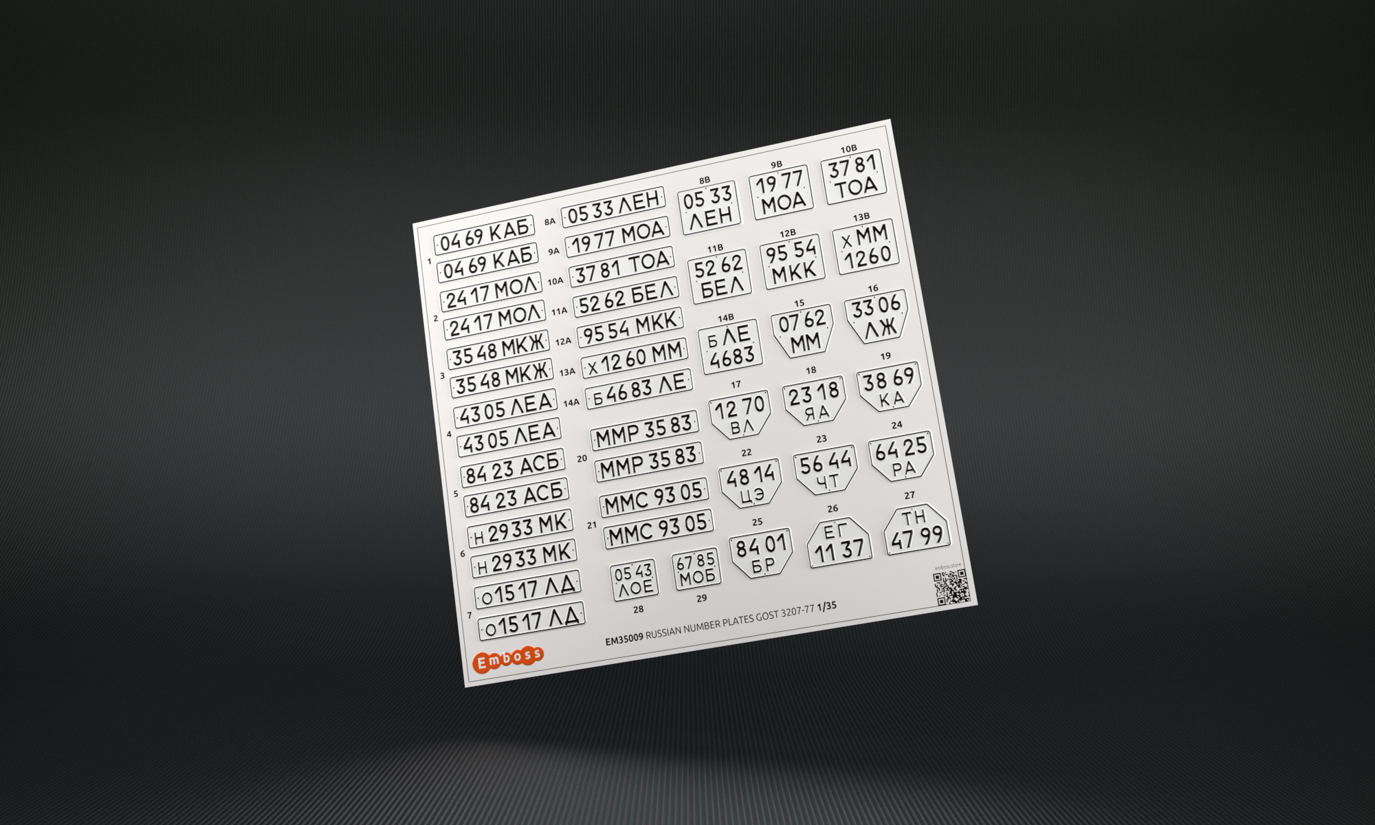 1:35 Декаль Автономера СССР после 1977 года - EM35009